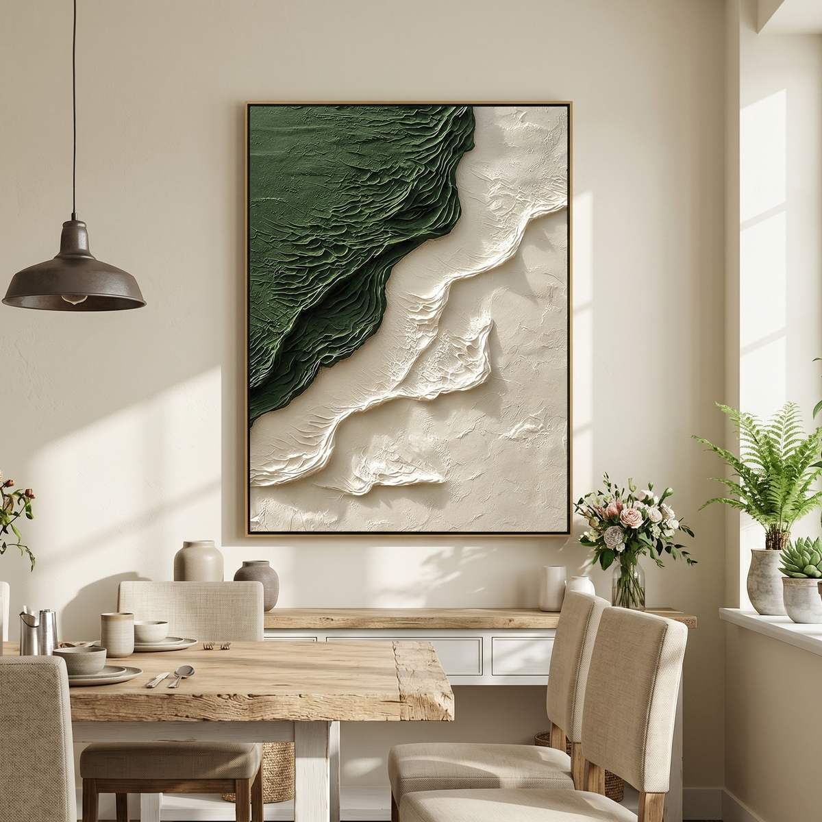 "Emerald Terrain" – Green Wabi Sabi Textured Abstract Painting