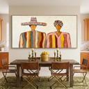 “Fiesta Companions” – Colorful Mexican Folk Impasto Oil Painting