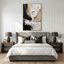 "Gilded Contrast" – Black White Gold Textured Abstract Painting