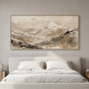 “Silent Mountain Trace” – Wabi-Sabi Beige Abstract Landscape Hand-Painted Canvas Art