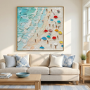 "Beachside Joy" – Coastal Beach Scene Textured Oil Painting