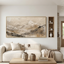 “Silent Mountain Trace” – Wabi-Sabi Beige Abstract Landscape Hand-Painted Canvas Art