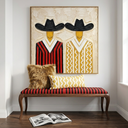 "Western Companions" – Dual Cowboy Textured Oil Painting in Red and Gold