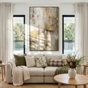 "Gilded Ruins" – Industrial Gold Gray Textured Abstract Painting