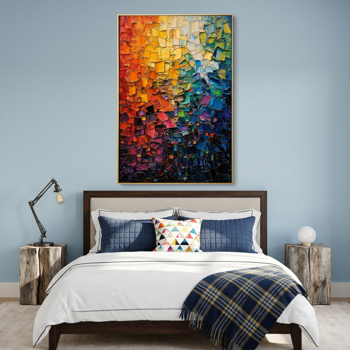 "Chromatic Pulse" – Colorful Rainbow Textured Abstract Painting