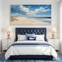 “Coastal Serenity” – Blue Sky Beach Landscape Oil Painting