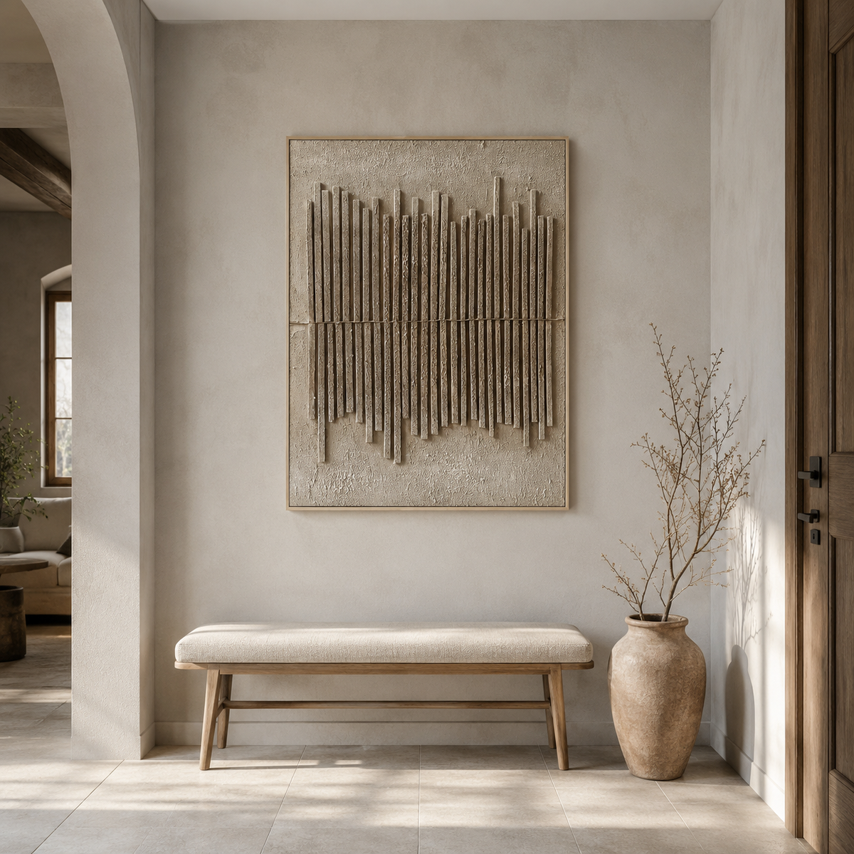 "Sandstone Resonance" – Wabi-Sabi Earth Tone Textured Acrylic Abstract Painting