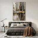 "Urban Relic" – Industrial Black Gold Textured Abstract Painting
