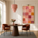 "Blush Fortune" – Modern Pink Grid Textured Horseshoe Abstract Impasto Painting