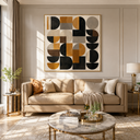 "Retro Geometry" – Bauhaus Black Mustard Abstract Painting