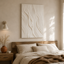 "Silent Rhythms" – Minimalist White Plaster Relief Abstract Painting