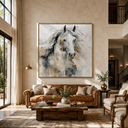 "Noble Spirit" – White Horse Textured Oil Painting