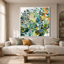 "Verdant Symphony" – Modern Textured Botanical Green Abstract Oil Painting