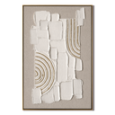 "Gilded Stillness" – Wabi Sabi White Geometric Textured Painting