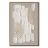 "Gilded Stillness" – Wabi Sabi White Geometric Textured Painting