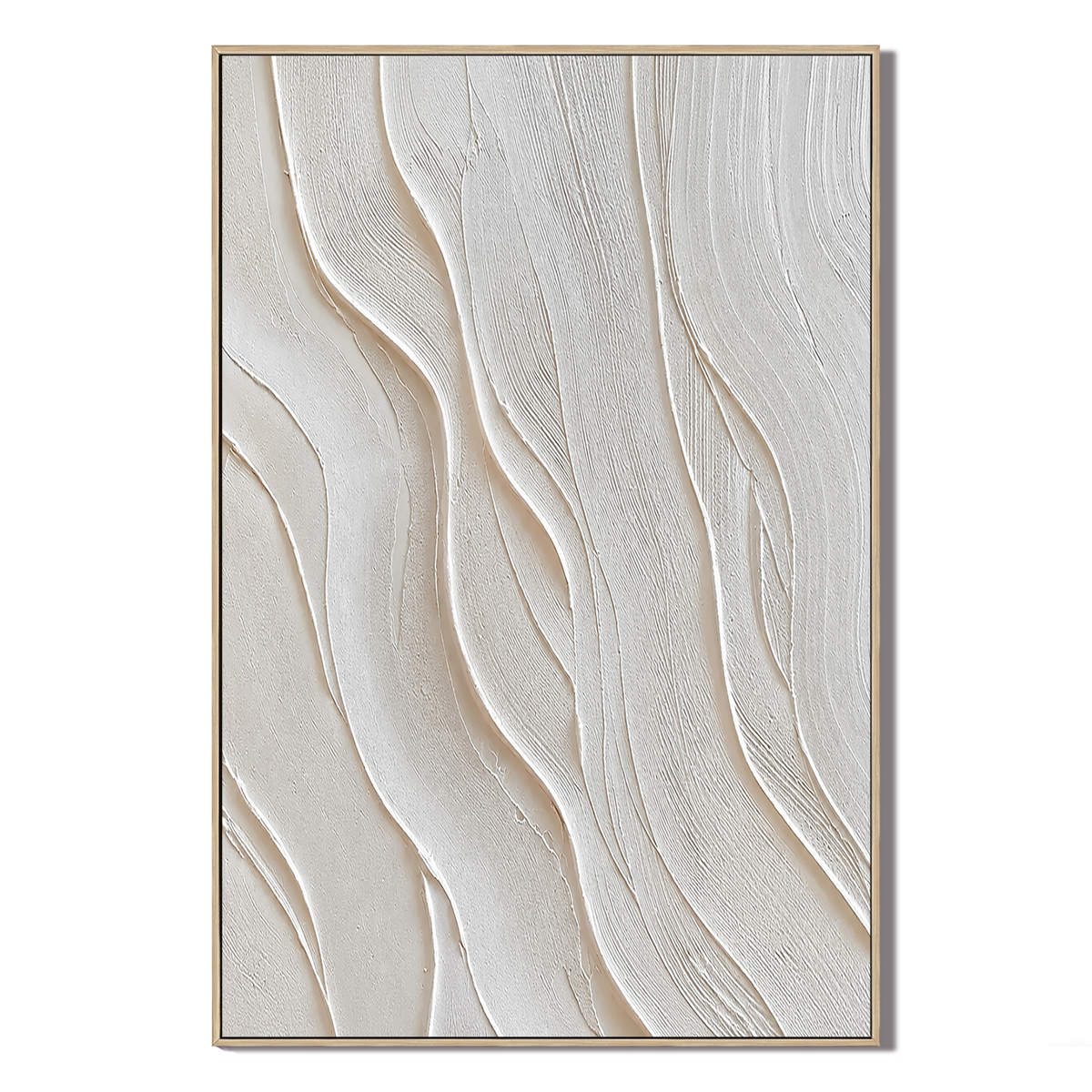 "Silent Rhythms" – Minimalist White Plaster Relief Abstract Painting