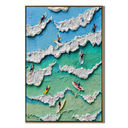 “Surfing the Summer Tide” – Coastal Surfer Impasto Oil Painting