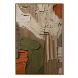 "Earthen Facade" – Olive Green Terracotta Textured Abstract Painting