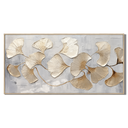 "Whispers of Autumn" – Modern Champagne Gold Ginkgo Leaf 3D Textured Acrylic Painting