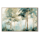 "A hazy morning" – Soft Sage Green Impressionist Forest Oil Painting