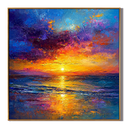 "Sunset Reverie" – Colorful Ocean Sunset Textured Oil Painting