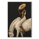 "Equine Reverie" – Minimalist Ivory & Charcoal Textured Equestrian Oil Painting