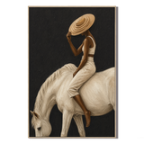"Equine Reverie" – Minimalist Ivory & Charcoal Textured Equestrian Oil Painting