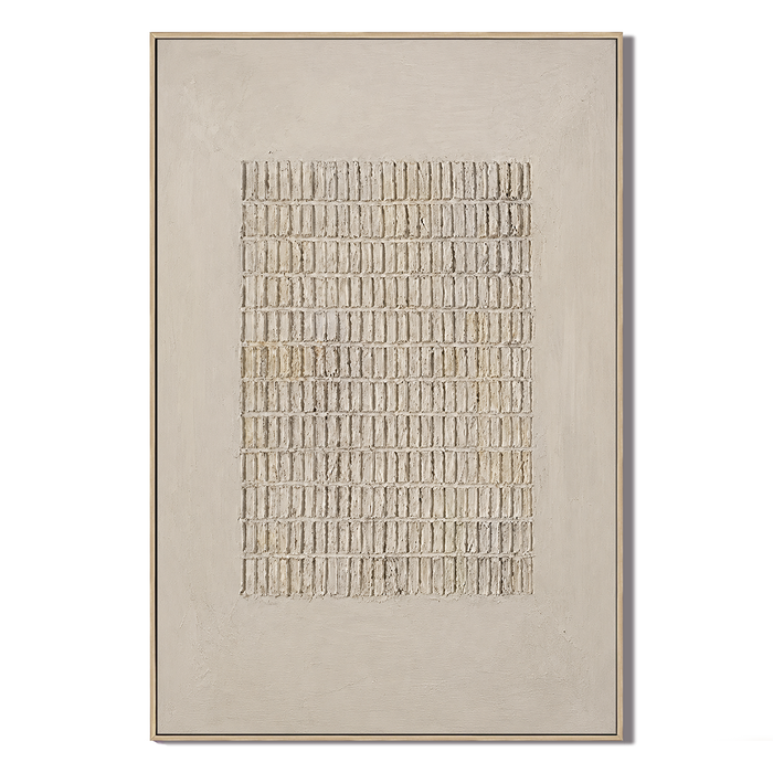 "Rhythmic Order" – Wabi-Sabi Cream Minimalist Relief Acrylic Painting