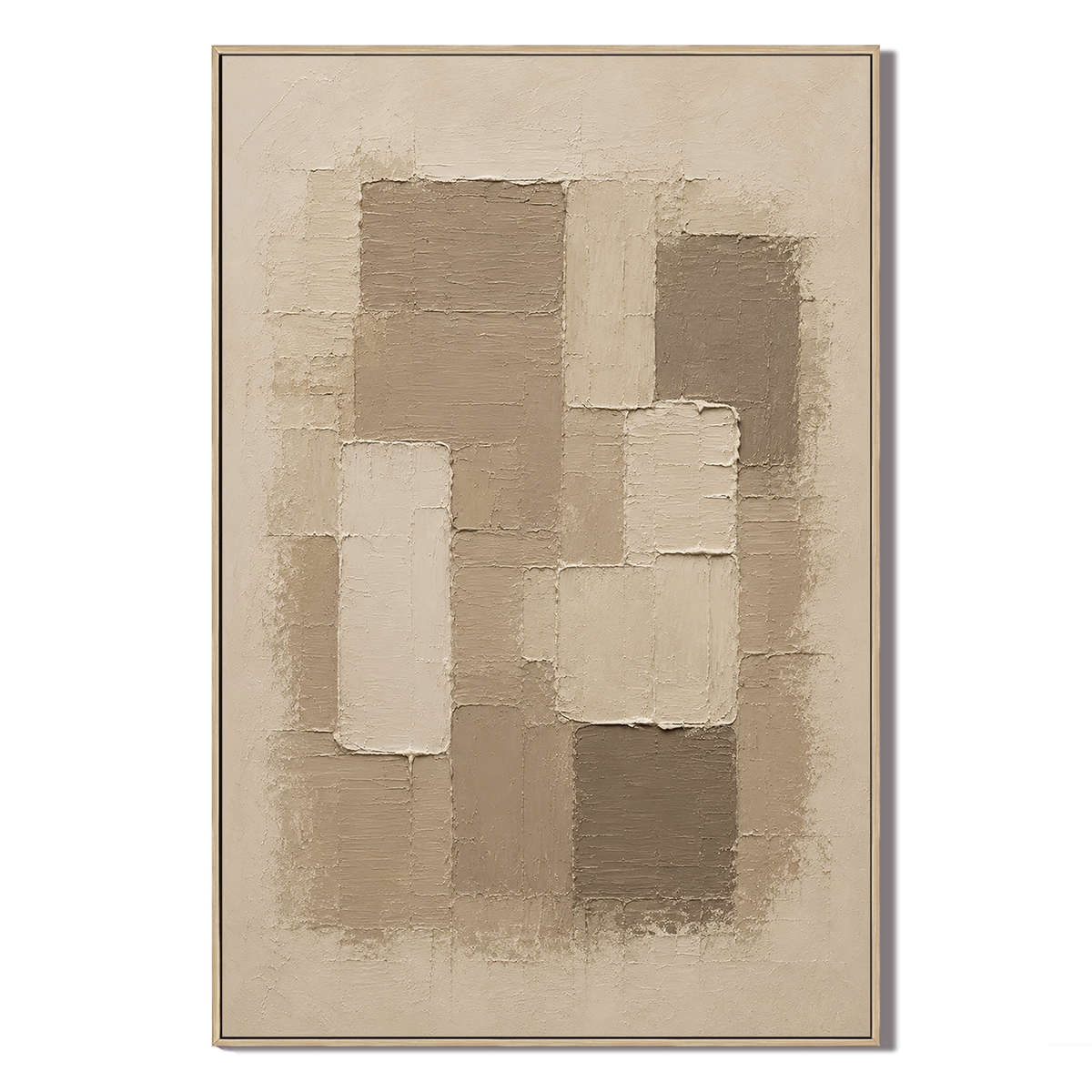 "Tranquil Horizon" – Wabi-Sabi Taupe Earth Tone Impasto Acrylic Painting