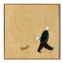 "Afternoon Walk" – Minimalist Figure and Dog Textured Painting
