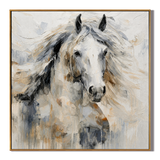 "Noble Spirit" – White Horse Textured Oil Painting