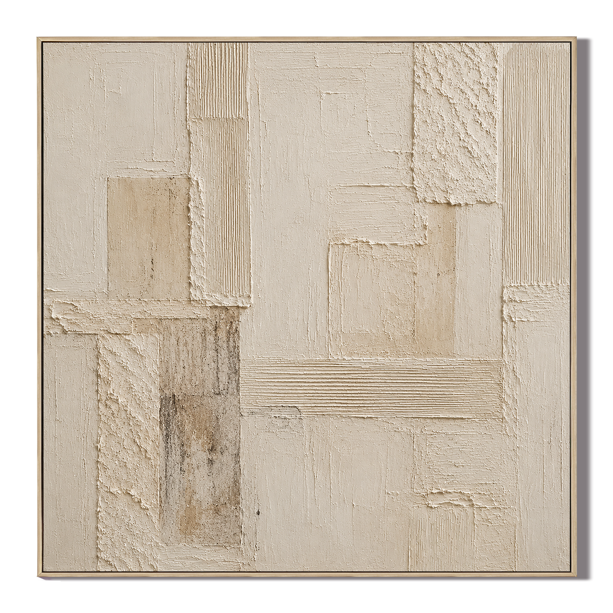 “Tranquility and Harmony” – Wabi-Sabi Beige and Off-White Textured Acrylic Painting