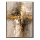 "Gilded Skyline" – Gold Gray Industrial Textured Abstract Painting