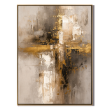 "Gilded Skyline" – Gold Gray Industrial Textured Abstract Painting