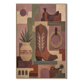 "Dust & Geometry" – Geometric Cowboy Boot Western Abstract Acrylic Painting