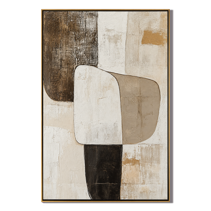 "Earthen Balance" – Organic Geometric Neutral Abstract Painting