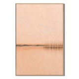 "Whispering Waters" – Wabi-Sabi Warm Peach & Beige Textured Minimalist Landscape Oil Painting