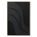 "Noir Current" – Black Wabi Sabi Abstract Textured Wall Art