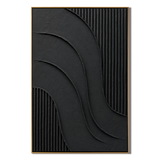 "Noir Current" – Black Wabi Sabi Abstract Textured Wall Art
