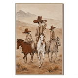 "Desert Caravans" – Modern Western Earth Tone Figurative Impasto Oil Painting