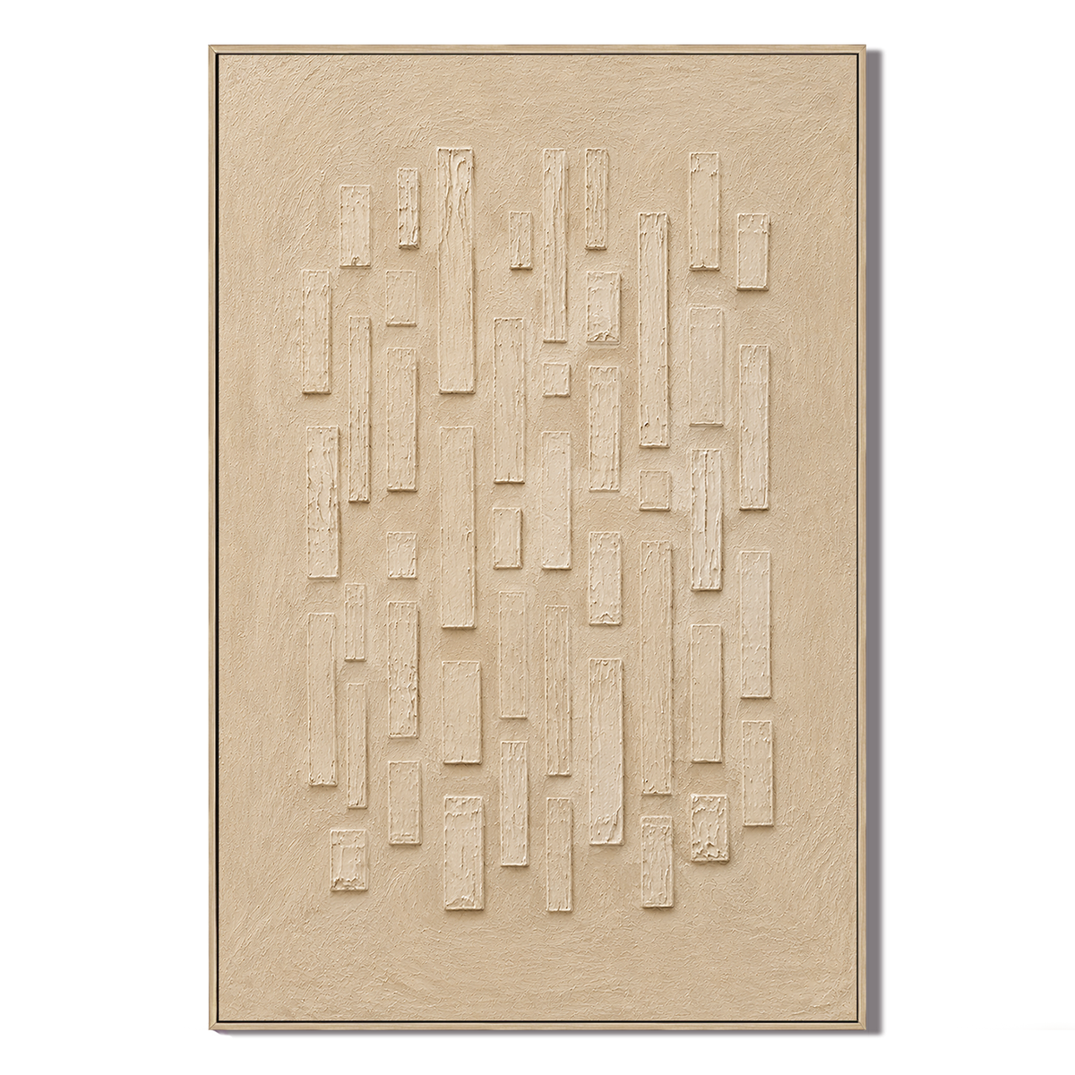 "Rain Sounds"—A Wabi-Sabi Style Sand-Beige Relief Acrylic Painting