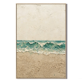 "Tidal Whisper" – Coastal Textured Ocean Wave Beige Impasto Oil Painting