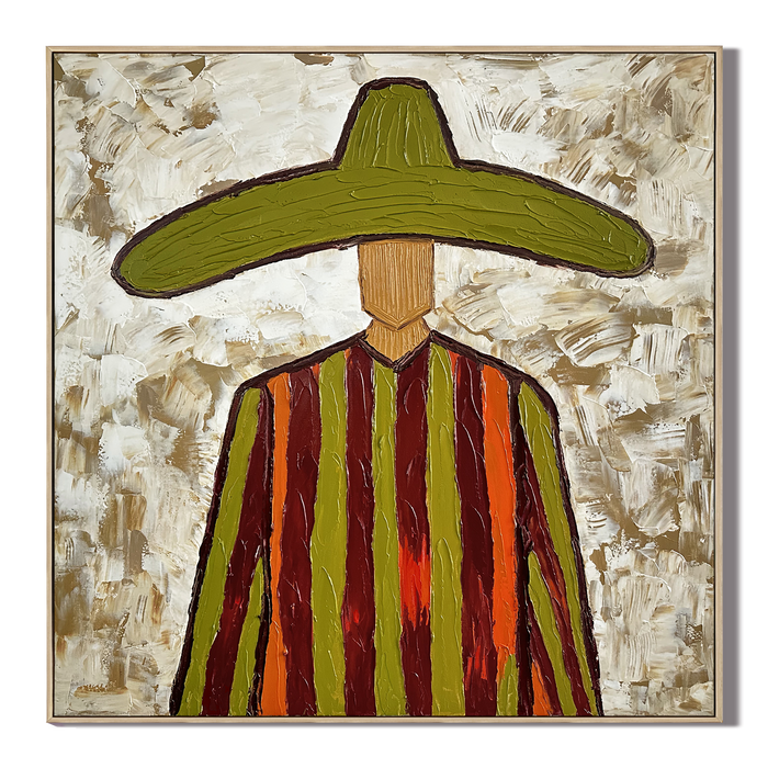 "Desert Mariachi" – Vintage Mexican Cowboy Textured Oil Painting