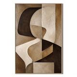"Curved Rhythm" – Cubist Earth Tone Geometric Abstract Acrylic Painting