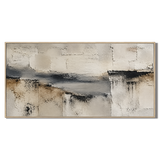 "Simple Tranquility" - Wabi-sabi horizontal charcoal abstract oil painting