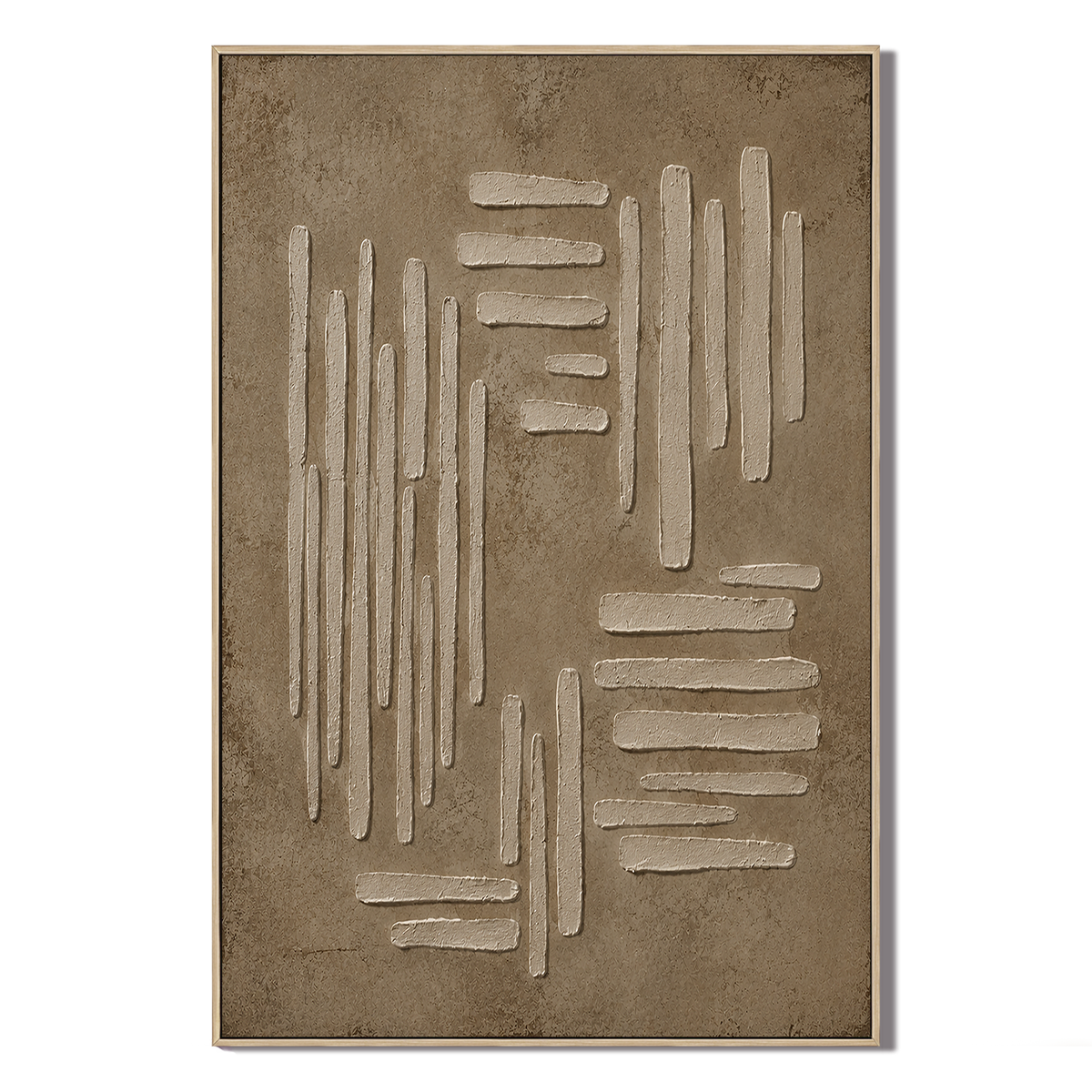 "Earthy Folds" – Wabi-Sabi Taupe & Sand Geometric Textured Abstract Relief Painting