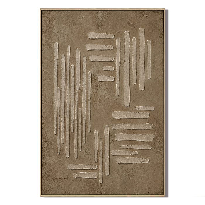 "Earthy Folds" – Wabi-Sabi Taupe & Sand Geometric Textured Abstract Relief Painting