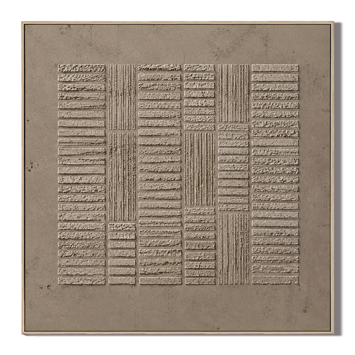 "Neutral Matrix "—Wabi-Sabi Warm Gray Geometric Texture Relief Acrylic Painting