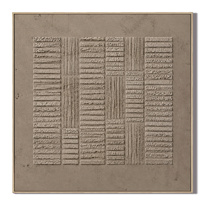 "Neutral Matrix "—Wabi-Sabi Warm Gray Geometric Texture Relief Acrylic Painting