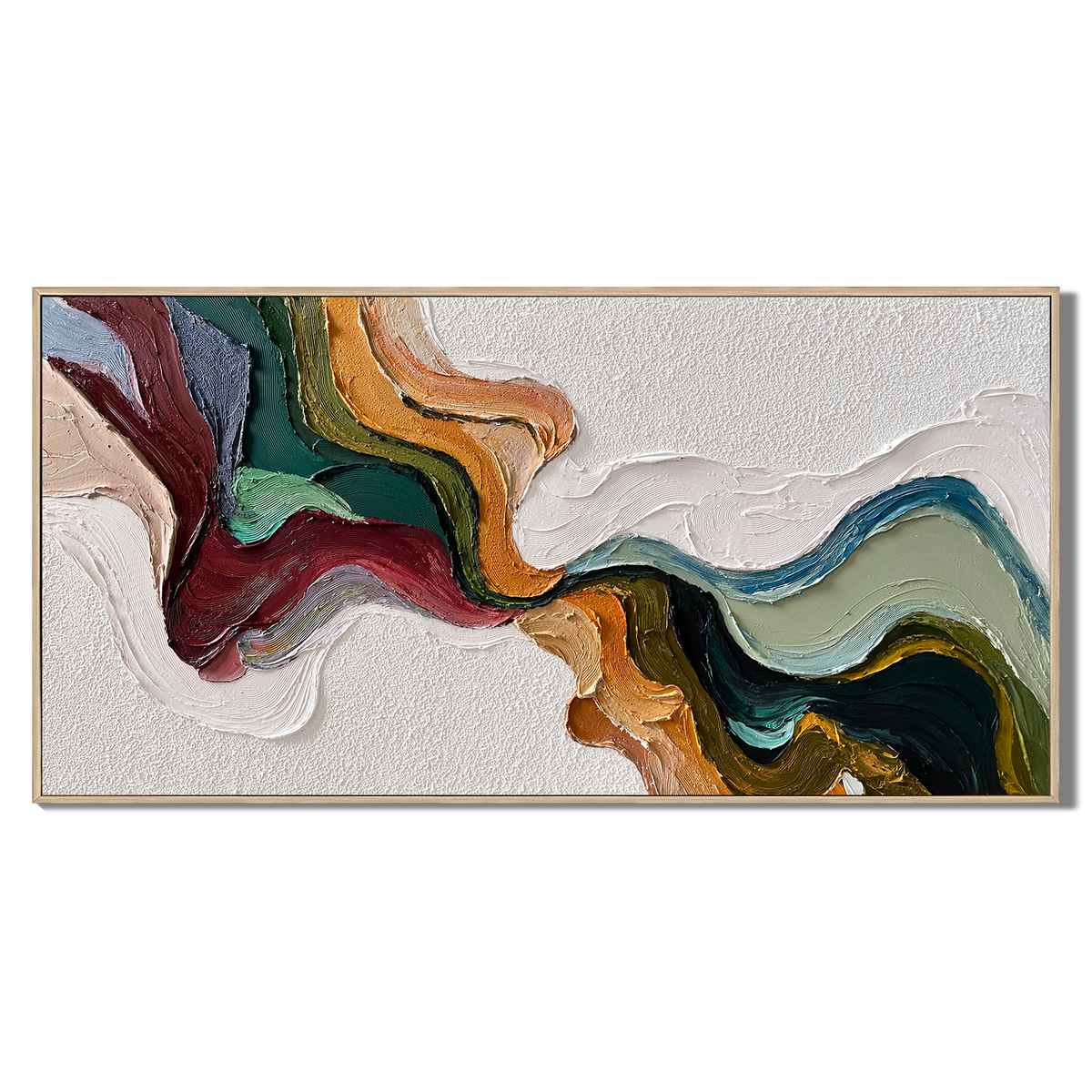 “Earthen Current” – Textured Abstract Impasto Painting in Olive Green and Ochre
